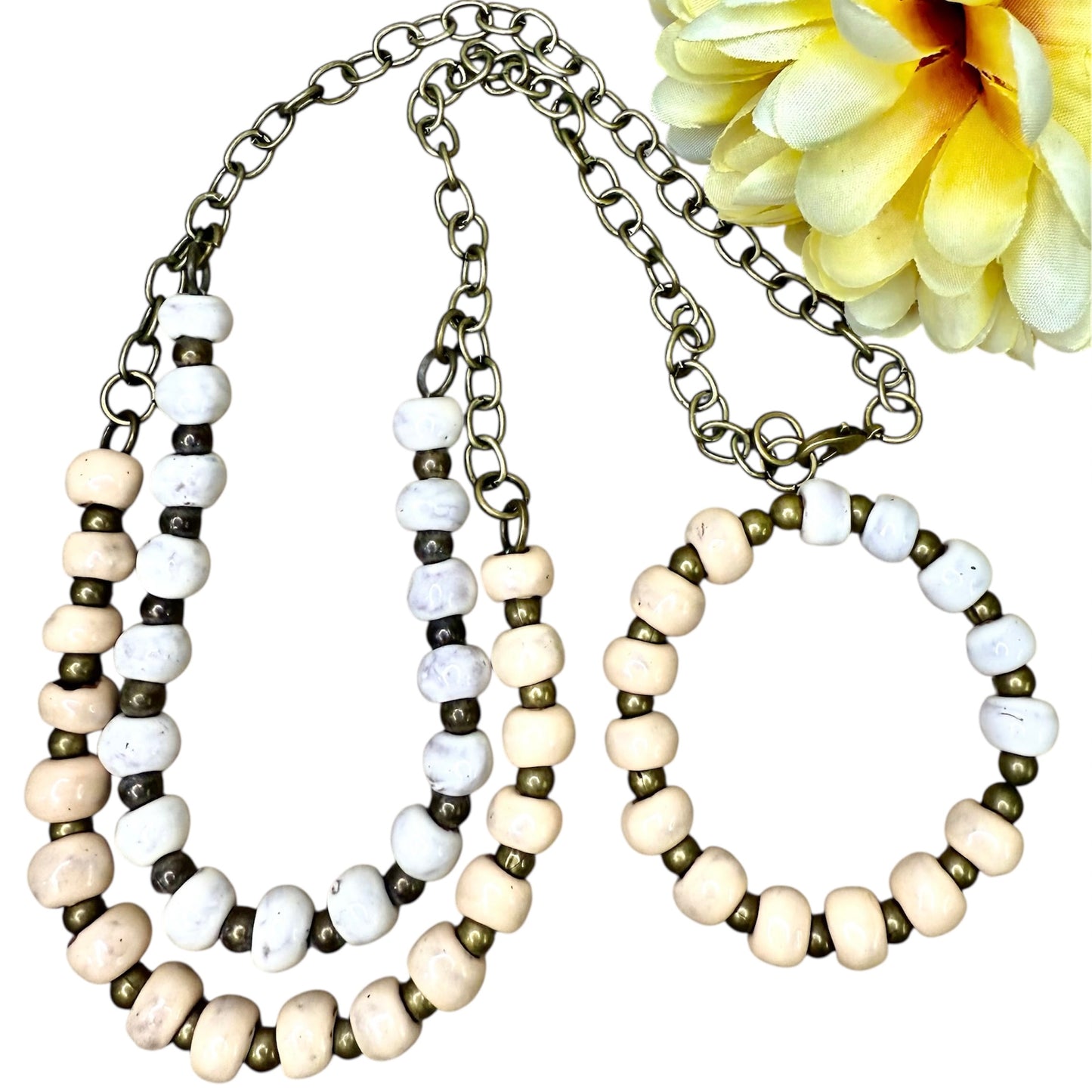 Ladie Haitian Clay Necklace Set