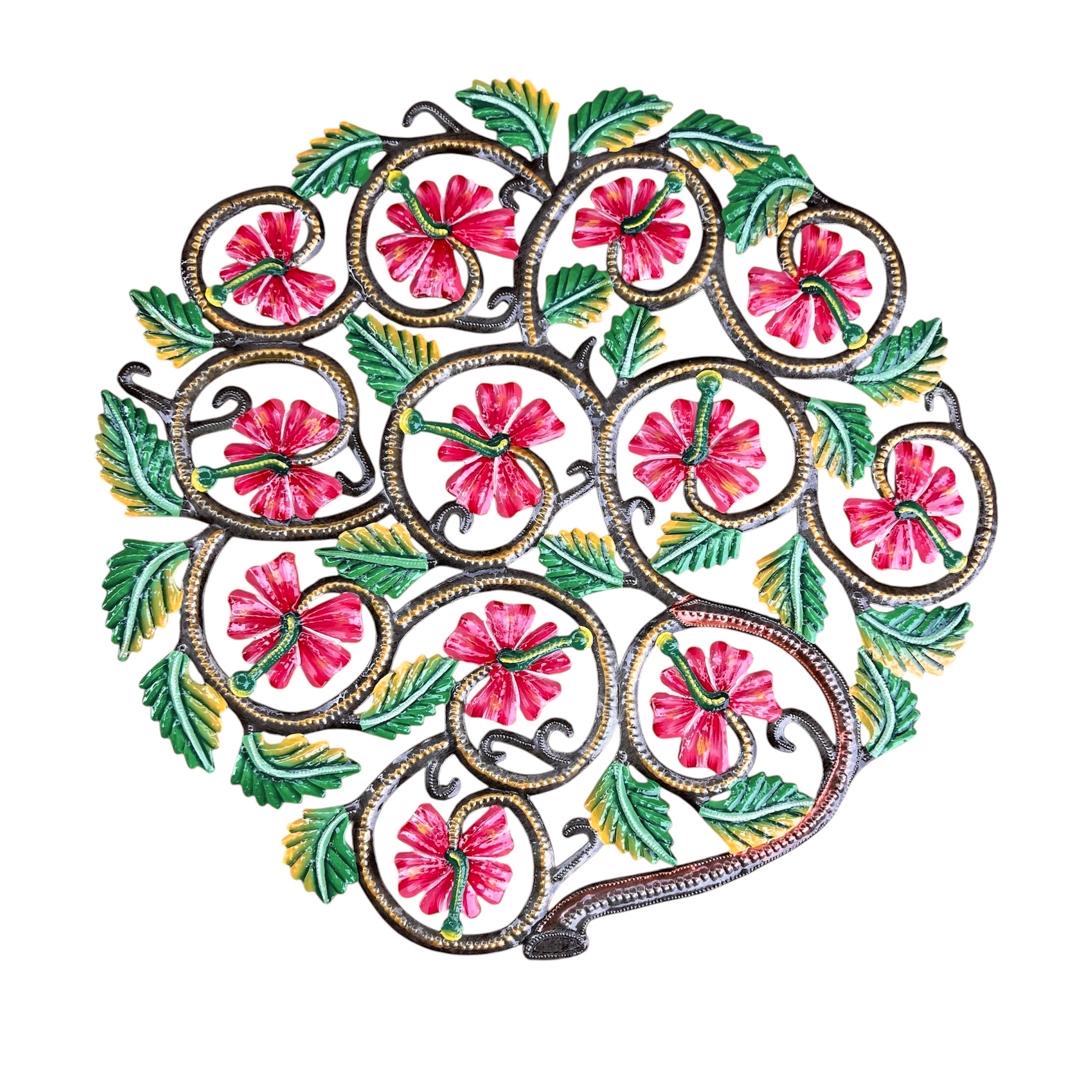Blossom Swirl Tree of Life – Handcrafted Haitian Metal Wal