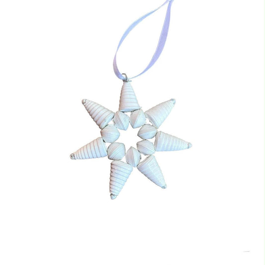 Handcrafted Recycled Paper Bead Starburst Ornament – Upcycled Cereal Box Art