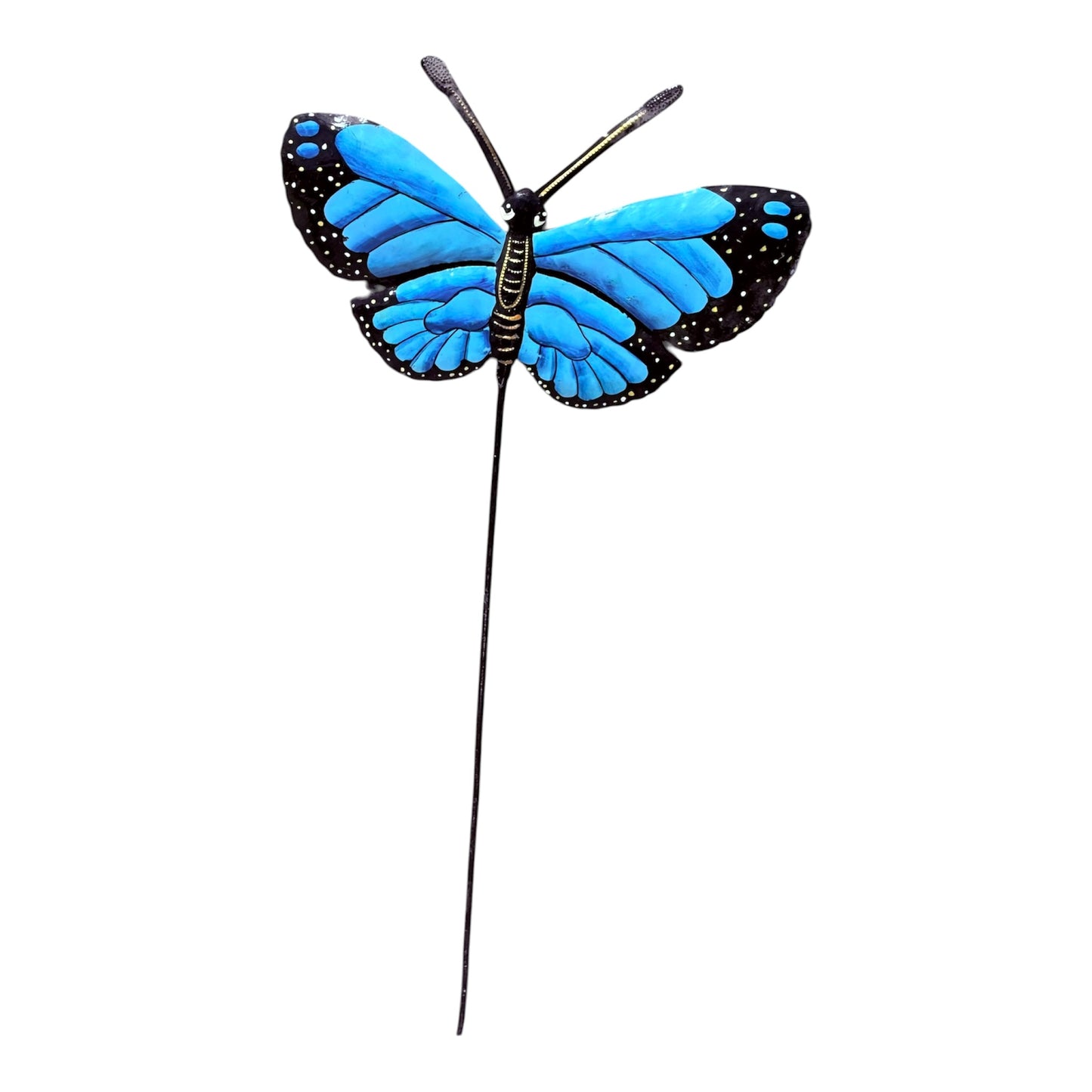 Haitian Recycled Metal Garden Stake – Birds, Lizard & Flowers