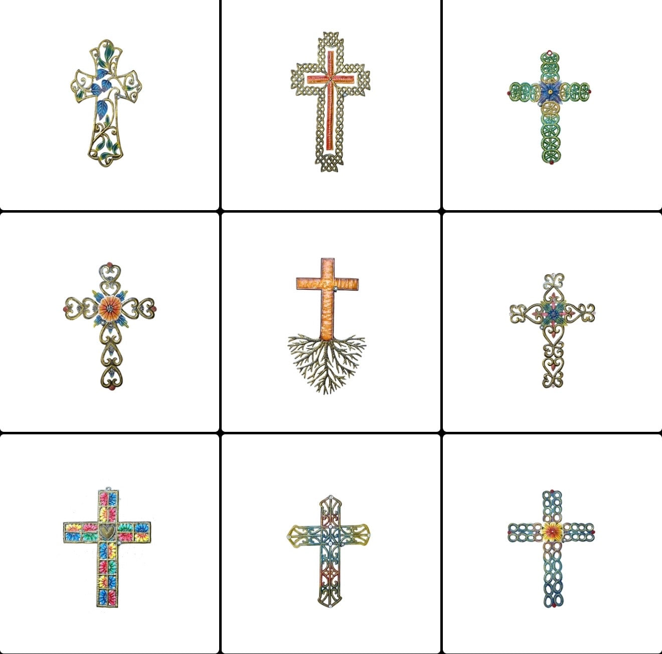 Decorative Metal Cross Art – Unique Floral & Heart Designs – Spiritual Home Decor