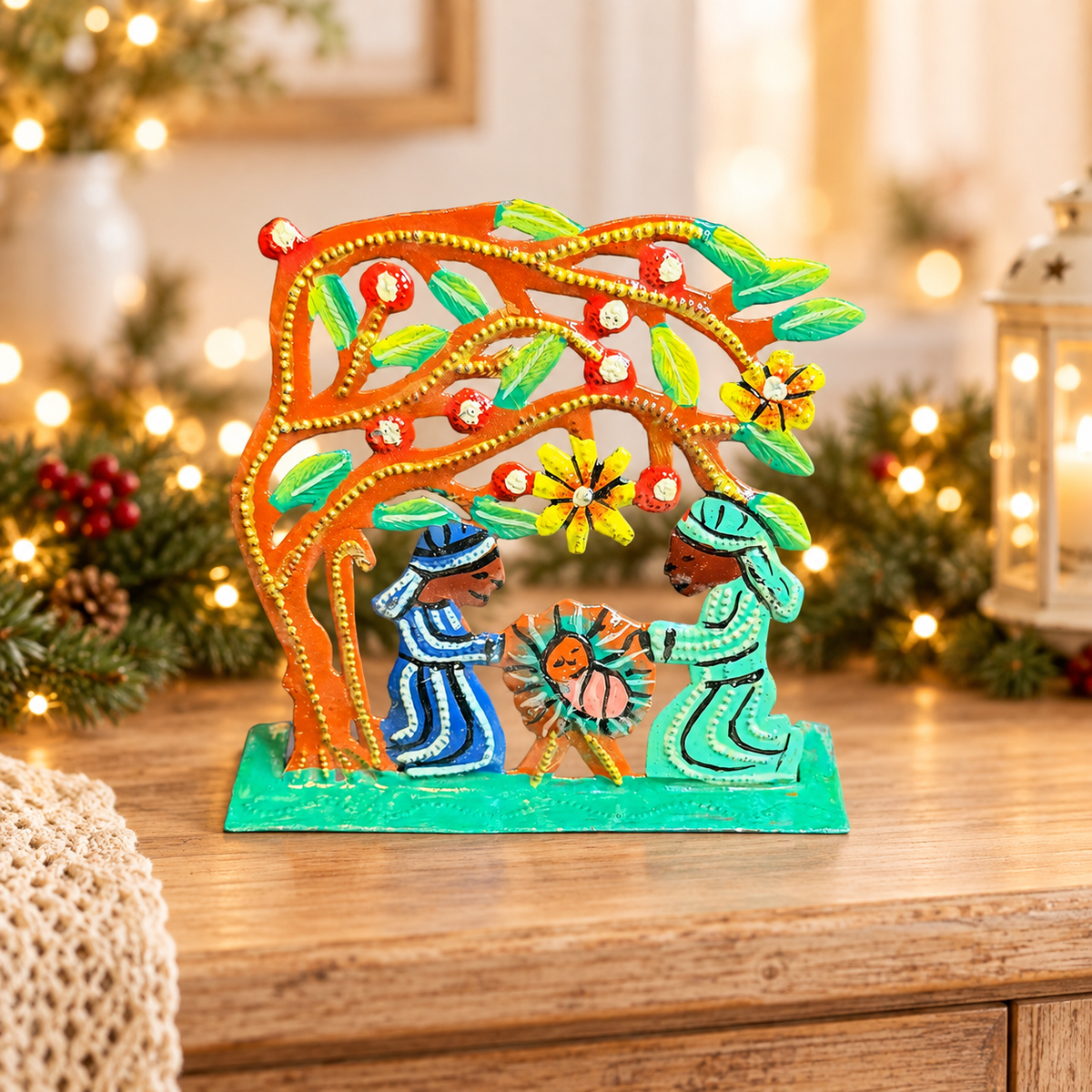 Tree of Life Nativity Scene – Handcrafted Haitian Upcycled Metal Art