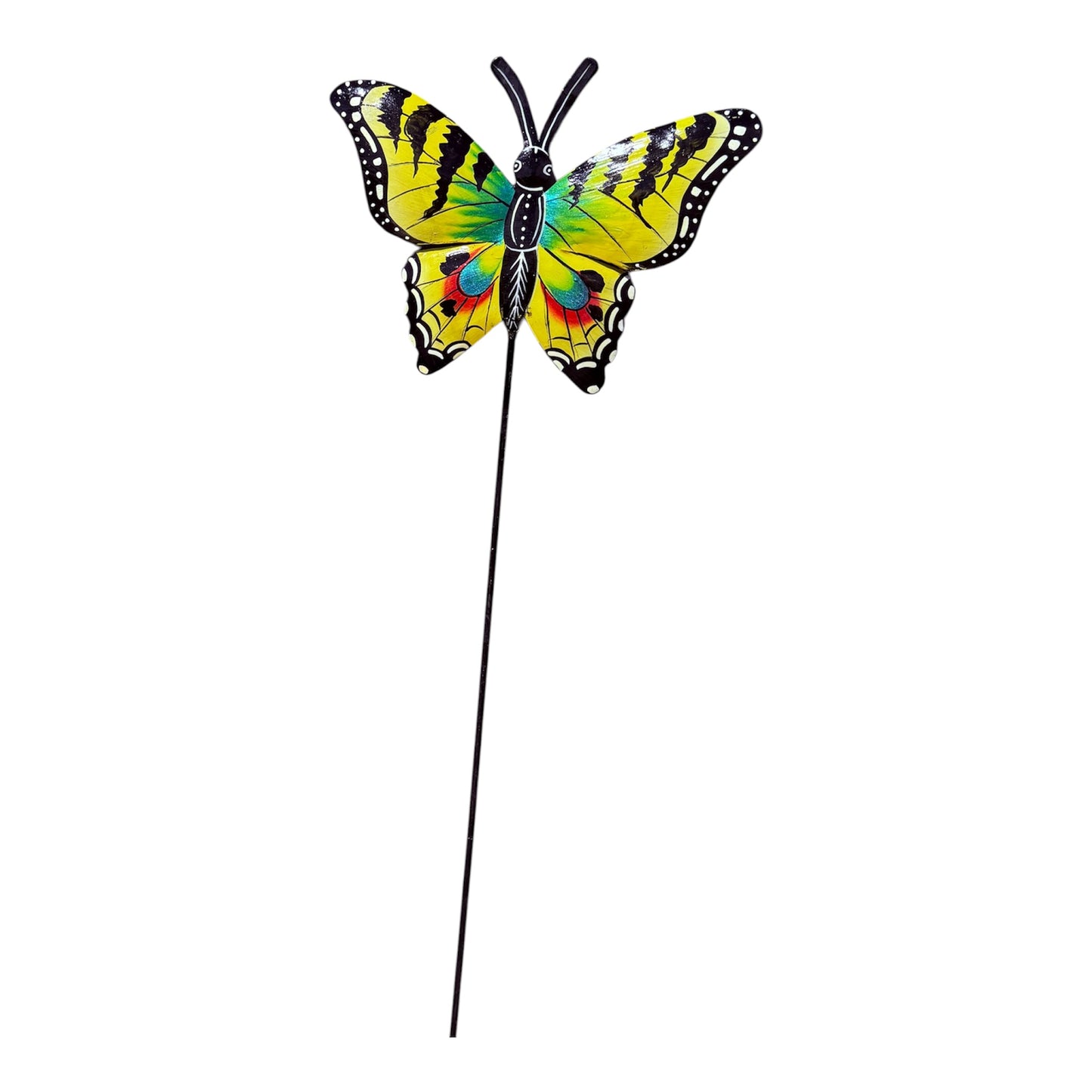 Haitian Recycled Metal Garden Stake – Birds, Lizard & Flowers