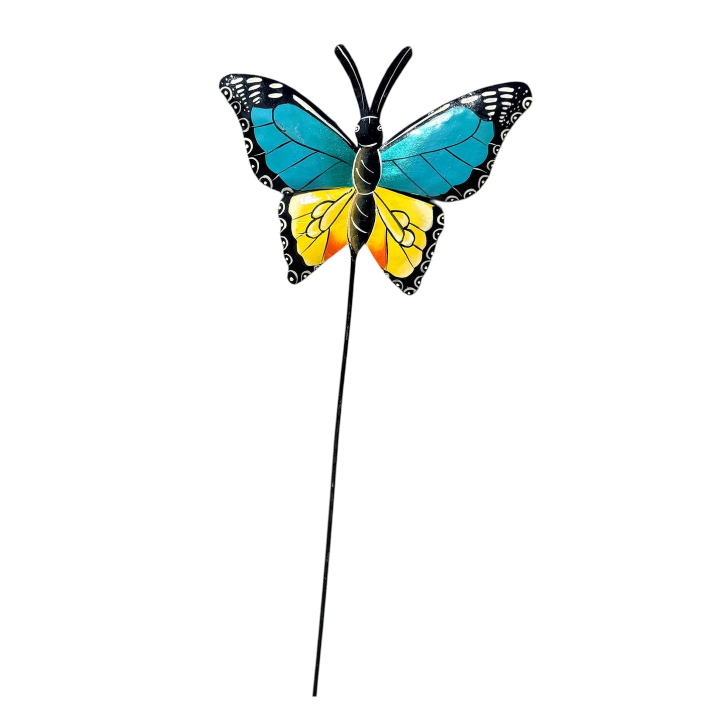 Haitian Recycled Metal Garden Stake – Birds, Lizard & Flowers