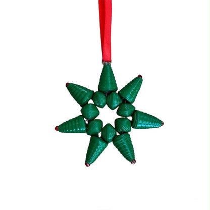 Handcrafted Recycled Paper Bead Starburst Ornament – Upcycled Cereal Box Art