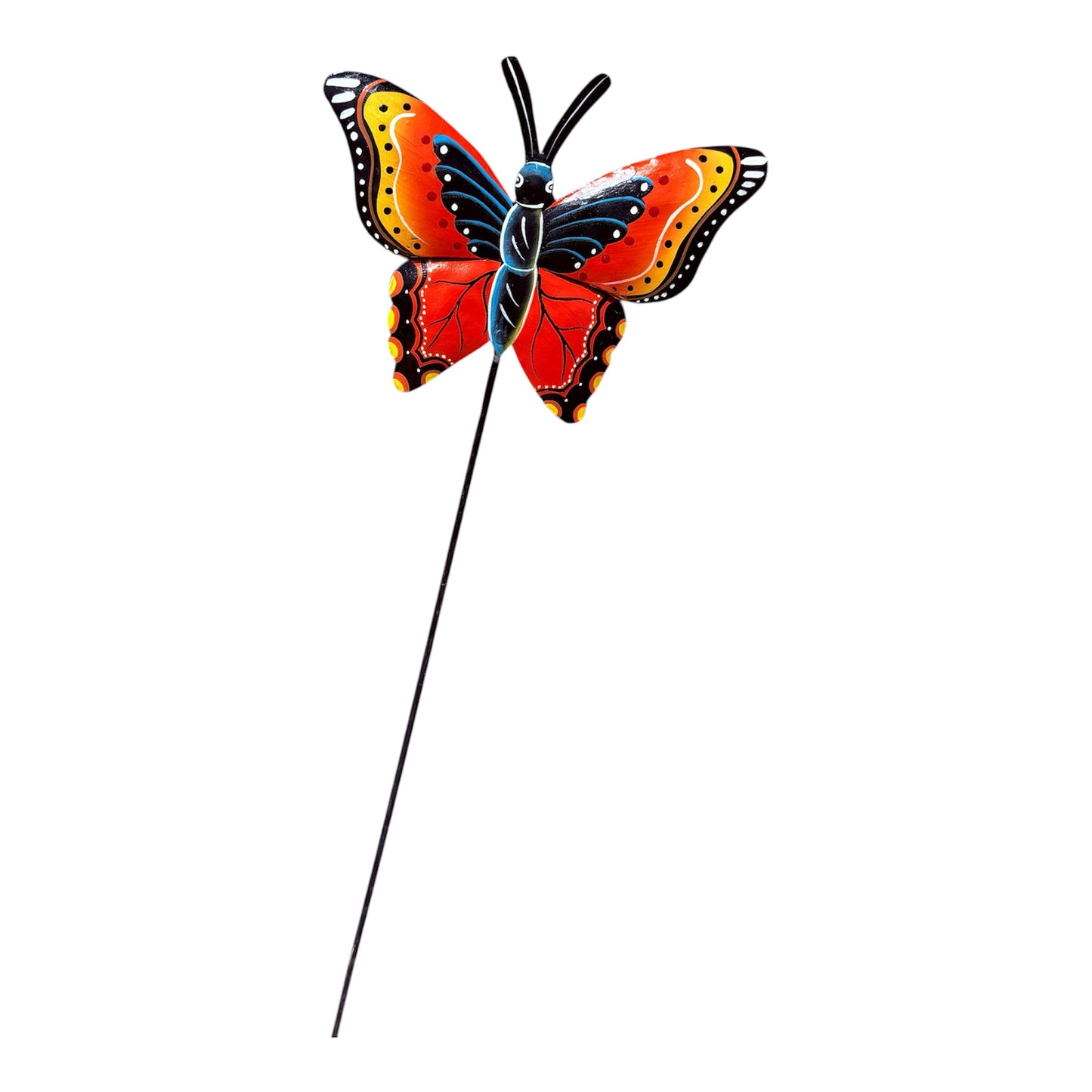 Haitian Recycled Metal Garden Stake – Birds, Lizard & Flowers