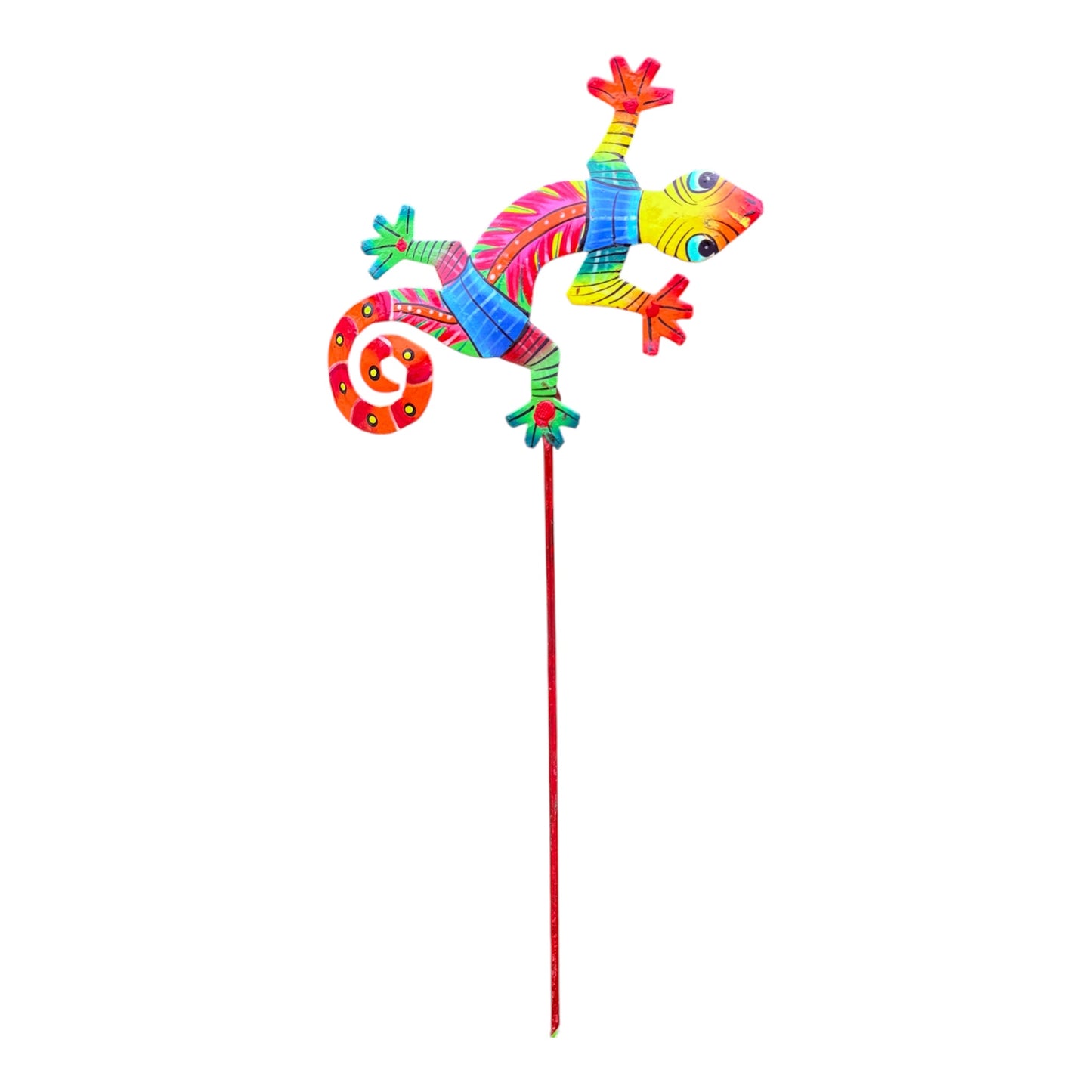 Haitian Recycled Metal Garden Stake – Birds, Lizard & Flowers