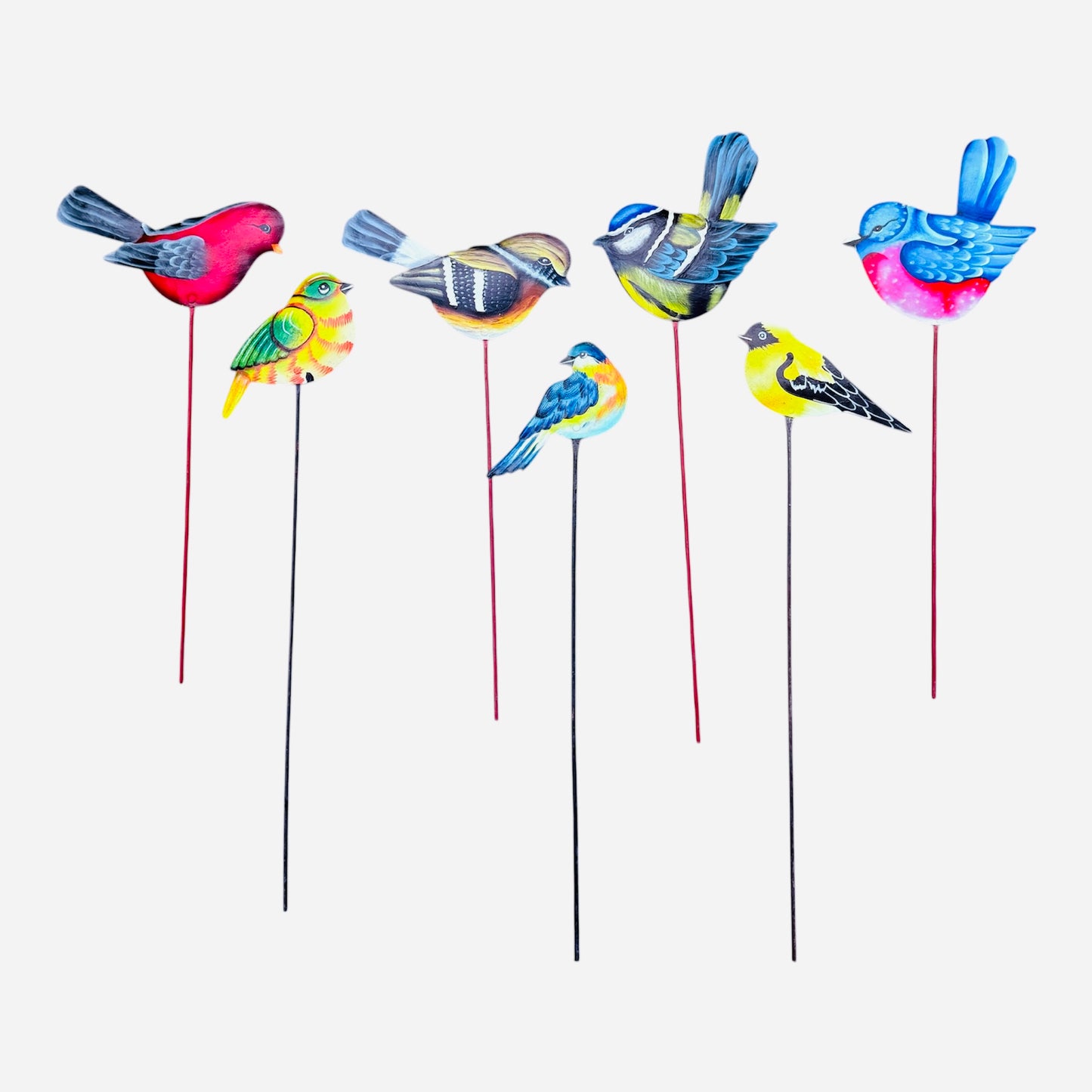 Haitian Recycled Metal Garden Stake – Birds, Lizard & Flowers