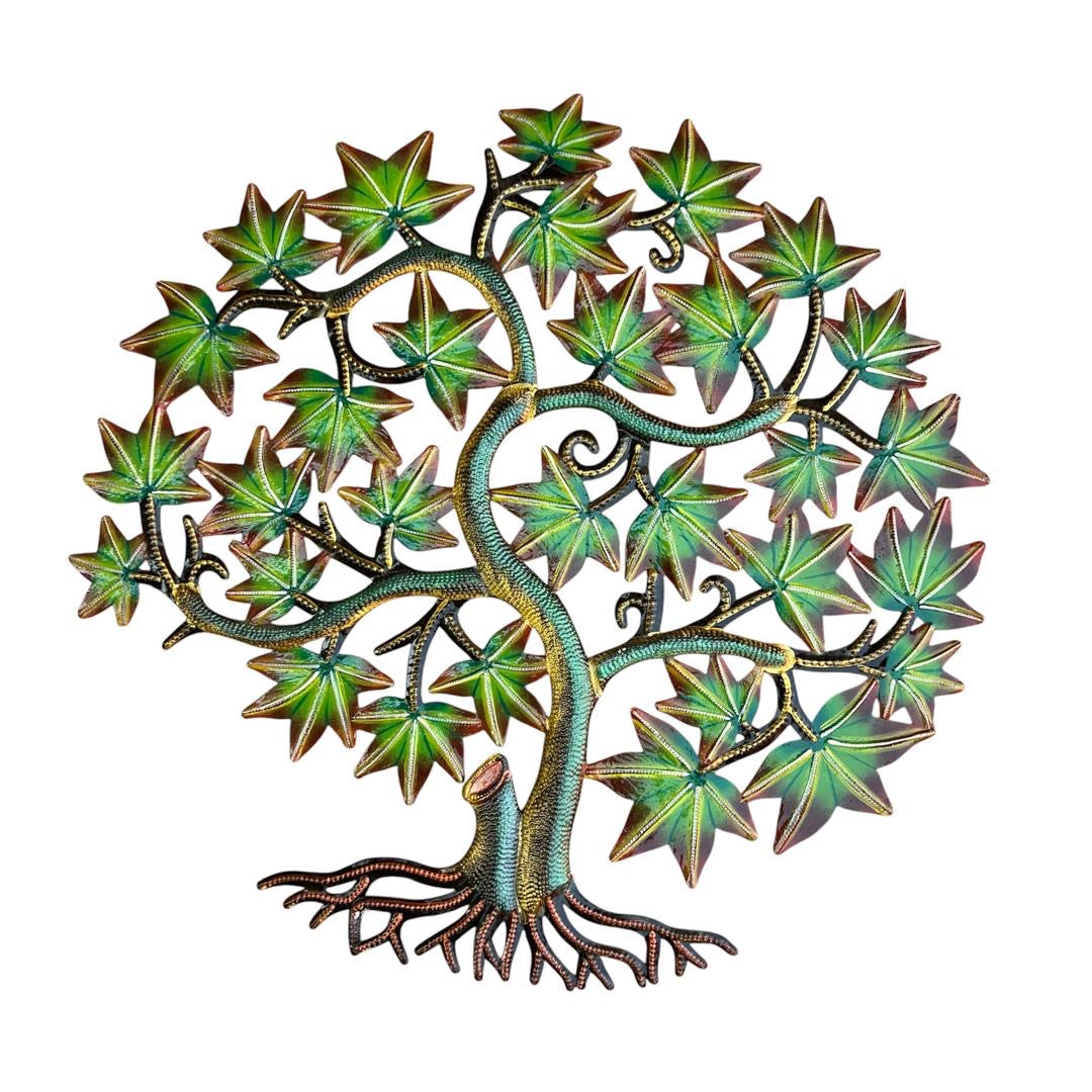 Whispering Maple" Tree of Life – Handcrafted Haitian Metal Wall Art
