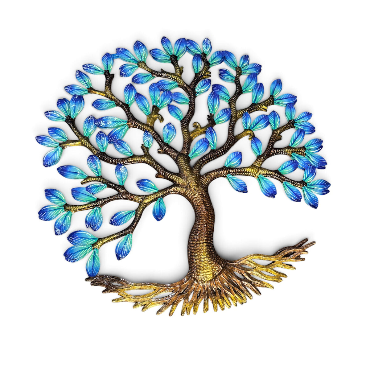 Azure Horizon Tree of Life – Handcrafted Haitian Metal Wall Art