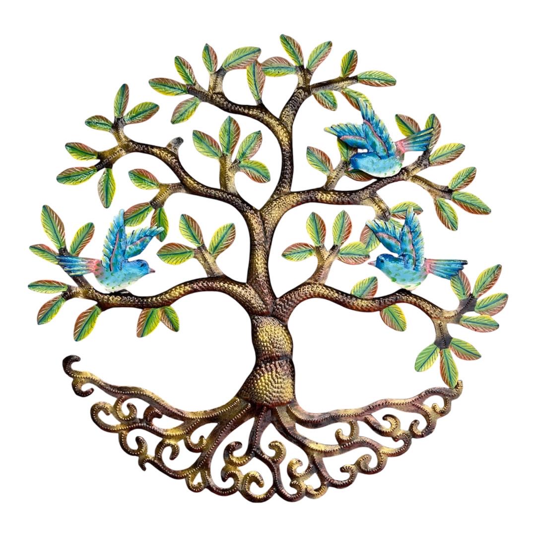 Birds in Flight" Tree of Life – Handcrafted Haitian Metal Wall Art