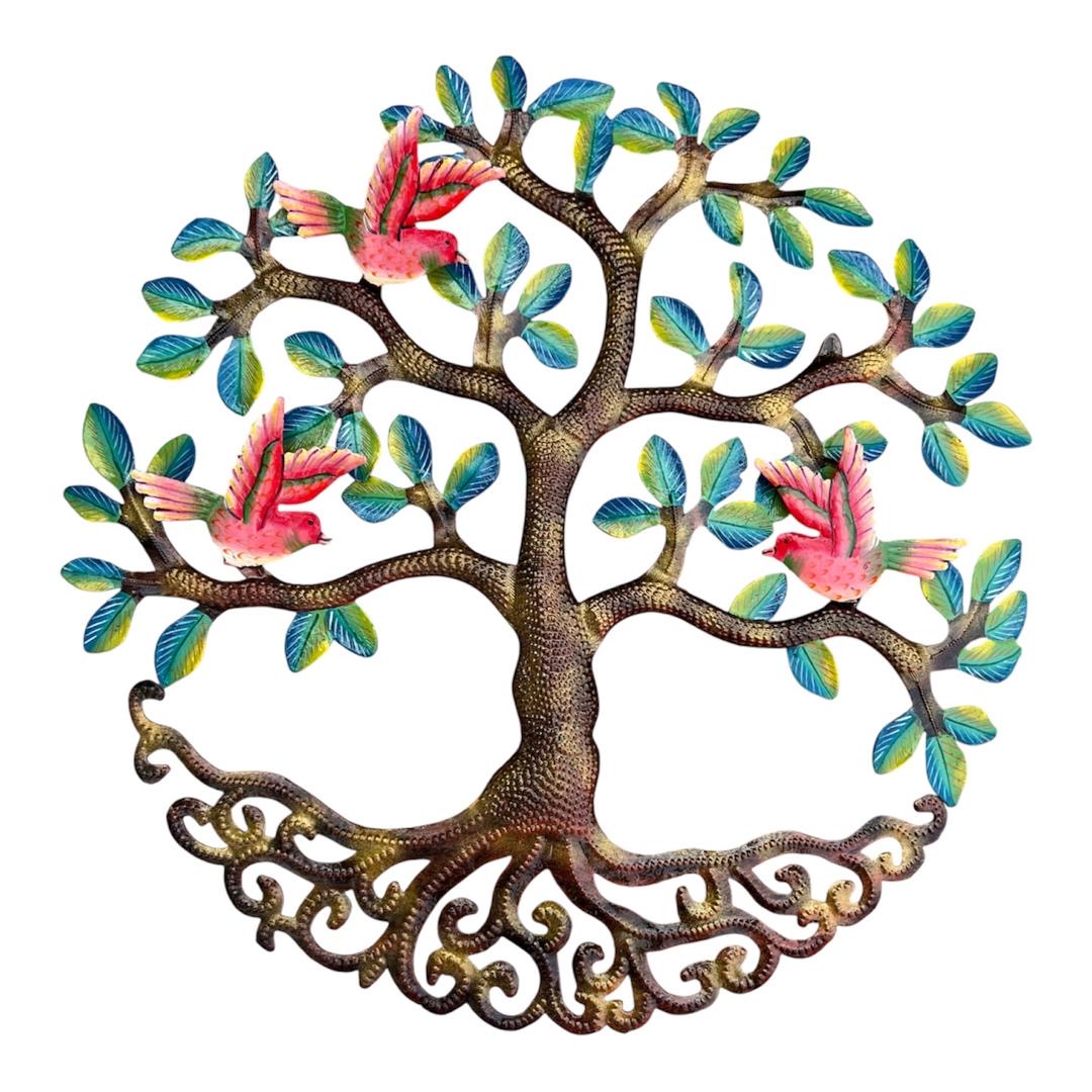 Birds in Flight" Tree of Life – Handcrafted Haitian Metal Wall Art