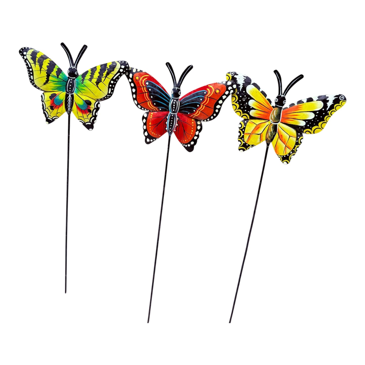 Haitian Recycled Metal Garden Stake – Birds, Lizard & Flowers