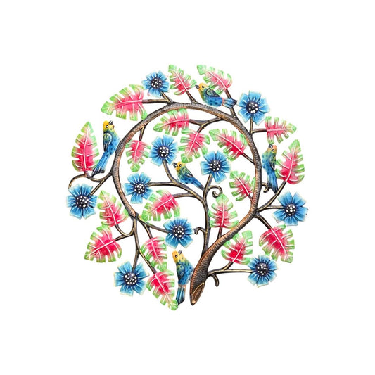 Tropical Monstera & Songbird" Tree of Life – Handcrafted Haitian Metal Wall Art
