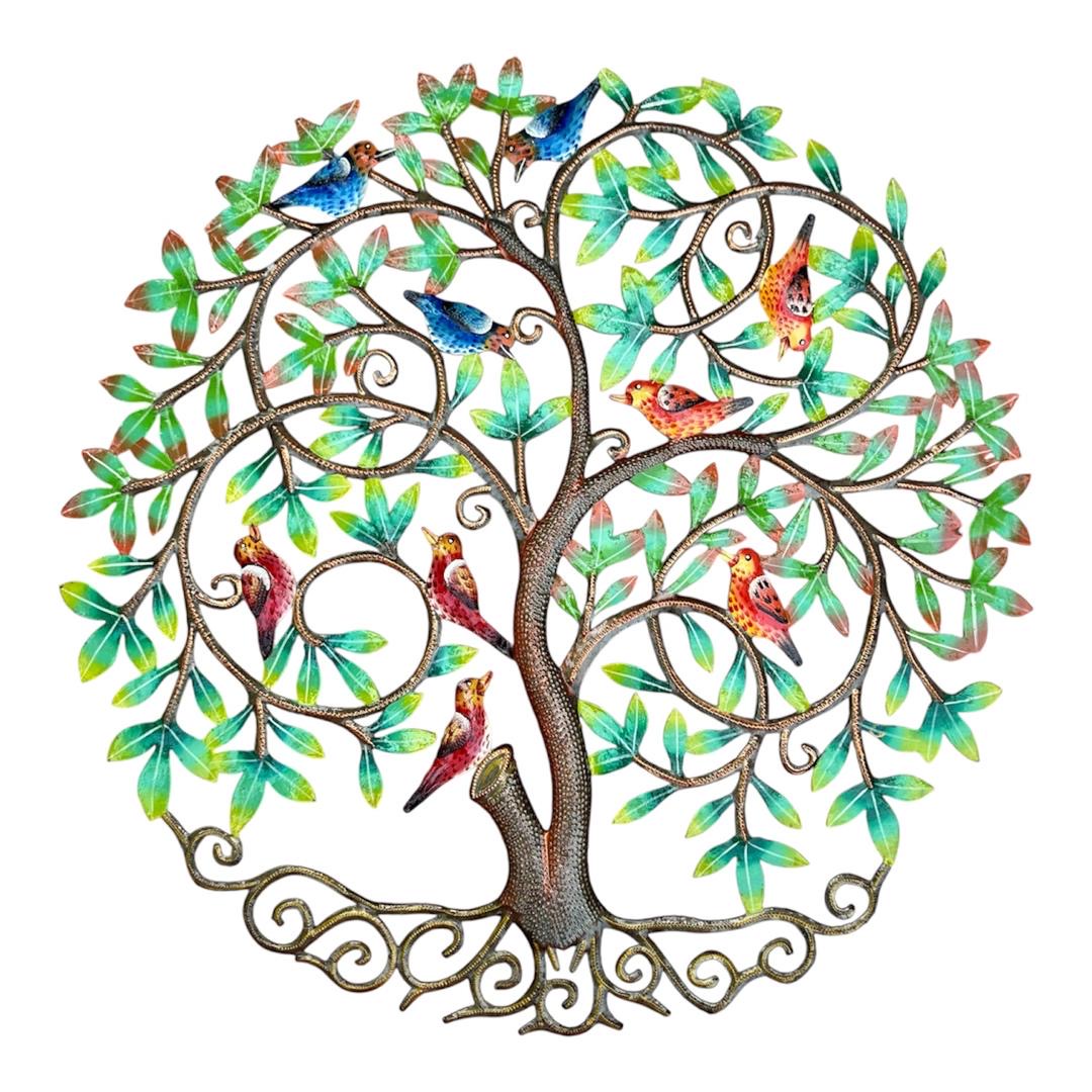 Songbird Sanctuary" Tree of Life – Handcrafted Haitian Metal Wall Art
