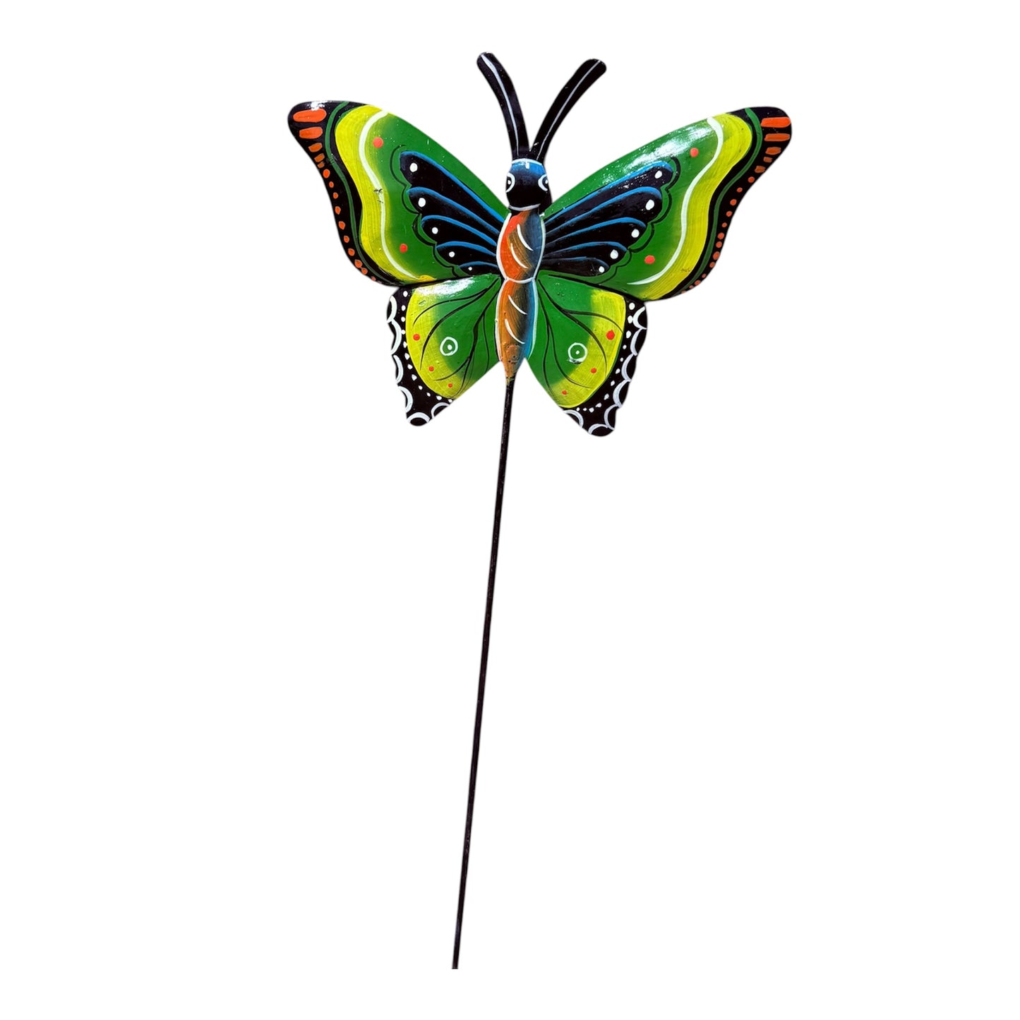 Haitian Recycled Metal Garden Stake – Birds, Lizard & Flowers