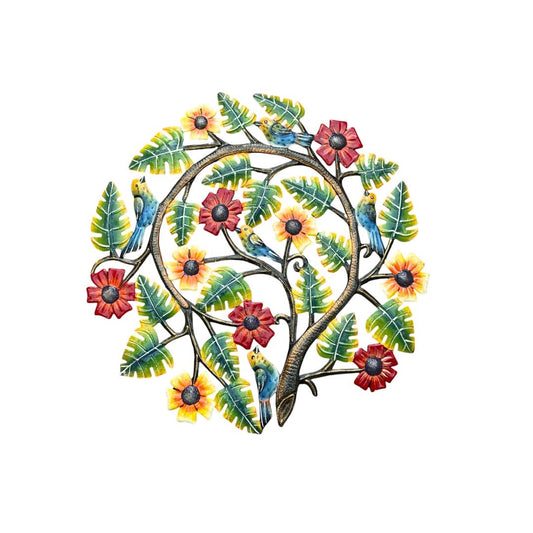 Tropical Monstera & Songbird" Tree of Life – Handcrafted Haitian Metal Wall Art