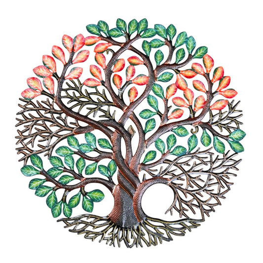 Four Seasons" Tree of Life – Handcrafted Haitian Metal Wall Art