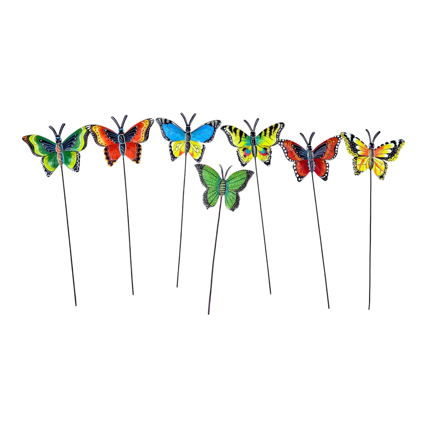 Haitian Recycled Metal Garden Stake – Birds, Lizard & Flowers