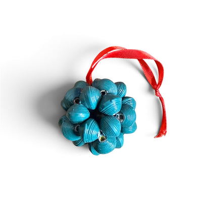 Handcrafted Recycled Paper Bead Cluster Ball Ornament – Upcycled Cereal Box Art
