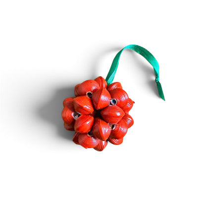Handcrafted Recycled Paper Bead Cluster Ball Ornament – Upcycled Cereal Box Art