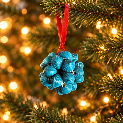 Handcrafted Recycled Paper Bead Cluster Ball Ornament – Upcycled Cereal Box Art