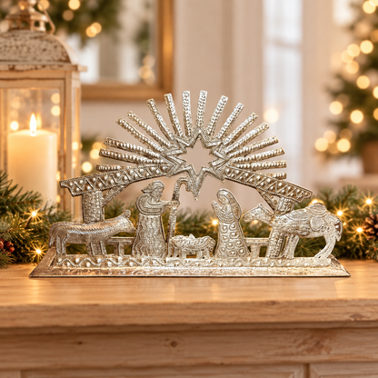 Radiant Star Nativity Scene" – Handcrafted Haitian Upcycled Metal Art