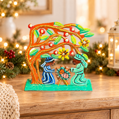 Tree of Life Nativity Scene – Handcrafted Haitian Upcycled Metal Art
