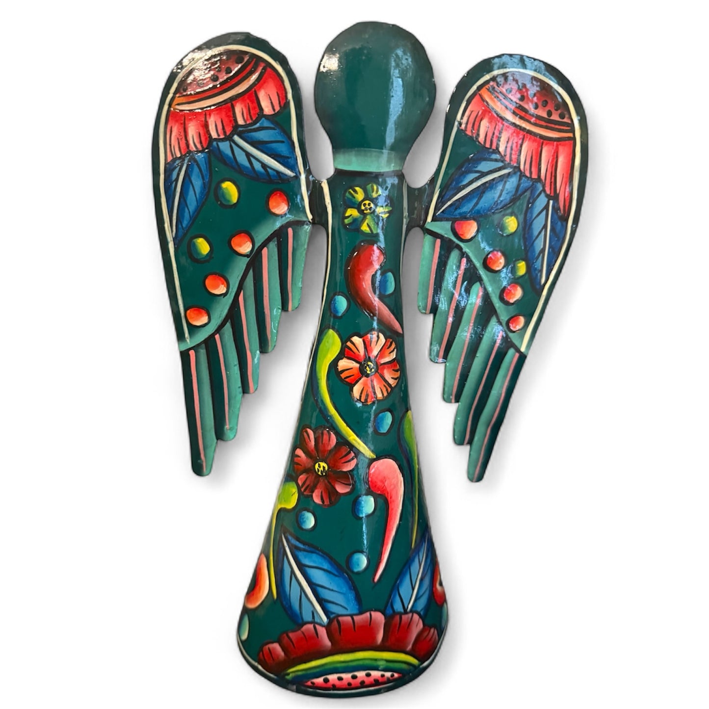 Colorful Flourish of Grace Angels metal wall décor for home, holiday, or inspirational decorating.