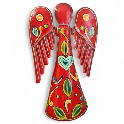 Flourish of Grace Angels hand-painted metal wall art handcrafted in Haiti from recycled steel oil drums.