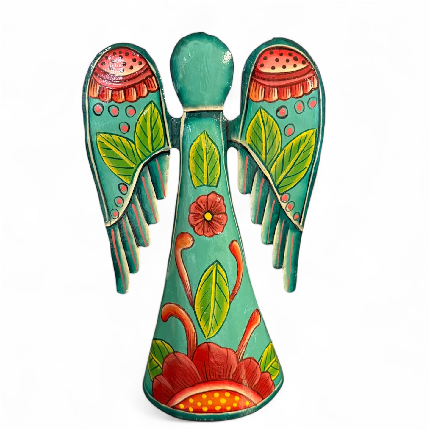 Handcrafted angel metal wall hanging ethically made in Haiti from upcycled steel.