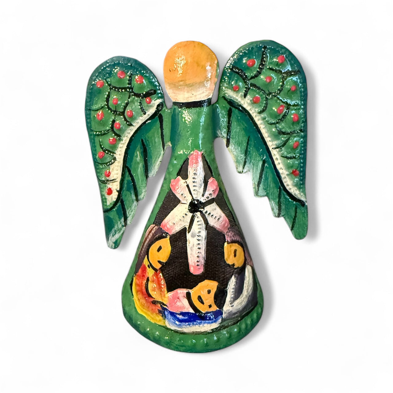 Mini Nativity Angel ornament featuring the Holy Family, perfect for Christmas tree decorating and holiday gifts.