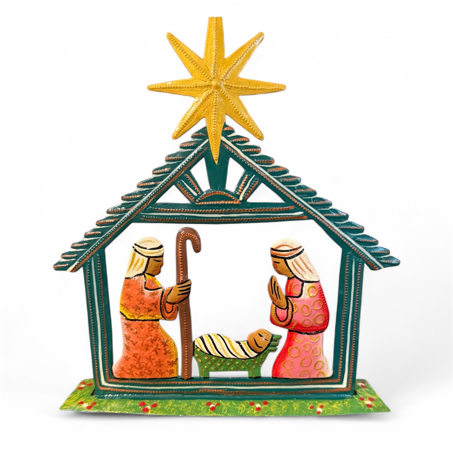 Radiant Star Nativity Scene Christmas ornament featuring the Holy Family, perfect for Christmas tree decorating and meaningful holiday gifts.